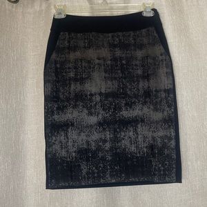Eileen Fisher Black and Charcoal Jacquard Pencil Skirt Size XS